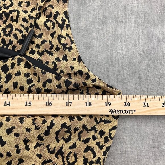 Robbie Bee Dress Women 12 Tan Black Animal Sheath Long Party Silk Formal VTG - Picture 5 of 11